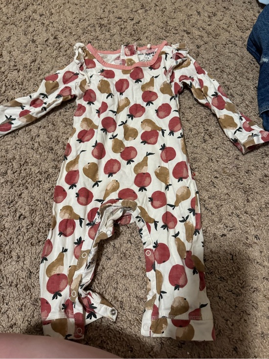 Free Planet Other - Free Planet Cream One-Piece Footie with Red & Brown Fruit Print